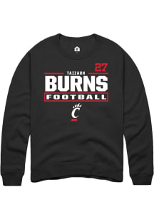 Taizaun Burns Cincinnati Bearcats Mens Black Football NIL Stacked Box Player Crew