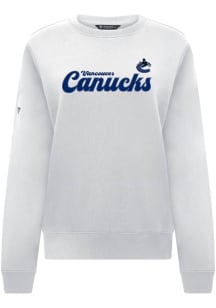 Levelwear Vancouver Canucks Womens White Yvette Big Script Crew Sweatshirt