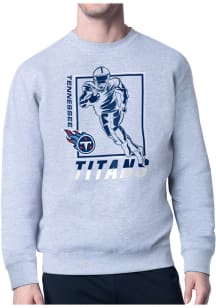 Starter Tennessee Titans Mens Grey Grid Long Sleeve Crew Sweatshirt