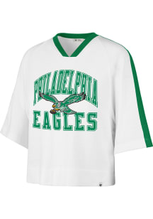 47 Philadelphia Eagles Womens White Big Overarch Short Sleeve T-Shirt