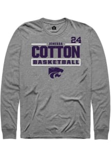 Jenessa Cotton K-State Wildcats Graphite NIL Stacked Box Long Sleeve Player T Shirt