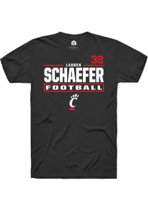 Landen Schaefer Cincinnati Bearcats Black Football NIL Stacked Box Short Sleeve Player T Shirt