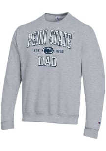 Champion Penn State Nittany Lions Mens Grey Est Date Dad Powerblend Long Sleeve Crew Sweatshirt