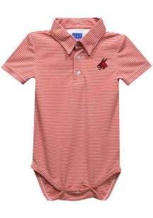 Vive La Fete Central Missouri Mules Baby Cardinal Pencil Stripe Short Sleeve One Piece Polo