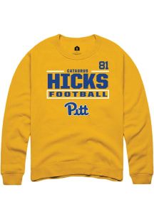 Cataurus Hicks Pitt Panthers Mens Gold Football NIL Stacked Box Player Crew