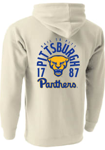 Pitt Panthers Mens Oatmeal Mascot Overlay Long Sleeve Hoodie