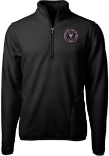Cutter and Buck Inter Miami CF Mens Black Cascade Sherpa Long Sleeve Qtr Zip Pullover