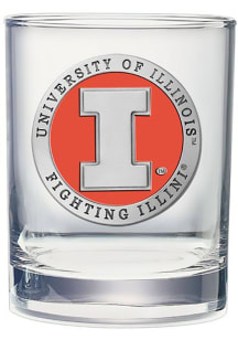 Illinois Fighting Illini Pewter Rocks Rock Glass - Orange