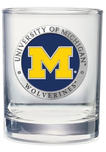 Michigan Wolverines Pewter Rocks Rock Glass - Yellow