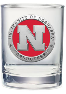 Nebraska Cornhuskers Pewter Rocks Rock Glass - Red