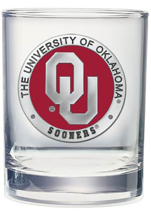 Oklahoma Sooners Pewter Rock Glass - Crimson