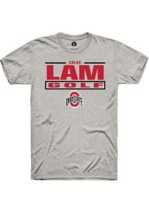 Chloe Lam Ohio State Buckeyes Ash NIL Stacked Box Short Sleeve Player T Shirt