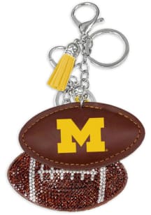Michigan Wolverines Rhinestone Puff Keychain - Yellow