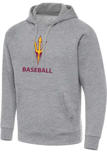 Antigua Arizona State Sun Devils Mens Grey Heather Baseball Victory Long Sleeve Hoodie