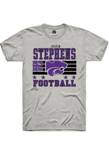 Justin Stephens K-State Wildcats Ash Football NIL Striped Short Sleeve Player T Shirt