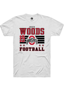 Jordyn Woods Ohio State Buckeyes White Football NIL Striped Short Sleeve Player T Shirt