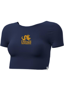 Champion Drexel Dragons Womens Navy Blue Twist Back Short Sleeve T-Shirt
