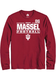 Bruno Massel Indiana Hoosiers Crimson Football NIL Stacked Box Long Sleeve Player T Shirt