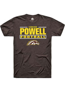 Cameron Powell Western Michigan Broncos Brown Football NIL Stacked Box Short Sleeve Player T Shirt