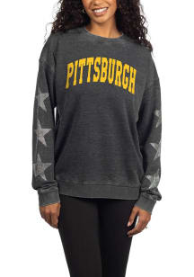 Pittsburgh Womens Black Rhinestone Stars Pittsburgh Crew Sweatshirt
