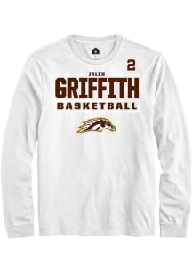 Jalen Griffith Western Michigan Broncos White NIL Stacked Box Long Sleeve Player T Shirt