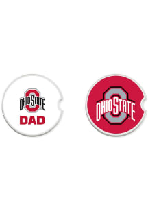 Ohio State Buckeyes Dad Set of 2 Car Coaster - White