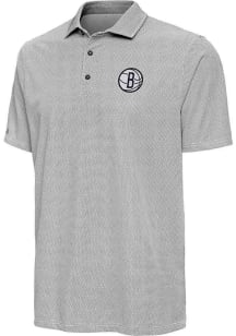 Antigua Brooklyn Nets Mens Black Pave Short Sleeve Polo