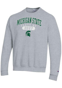Champion Michigan State Spartans Mens Grey Class of 2027 Powerblend Long Sleeve Crew Sweatshirt