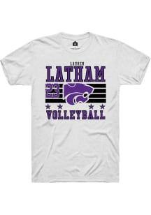 Lauren Latham K-State Wildcats White NIL Striped Short Sleeve Player T Shirt