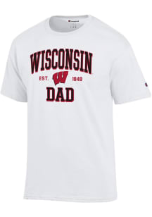 Champion Wisconsin Badgers White Est Date Dad Jersey Short Sleeve T Shirt