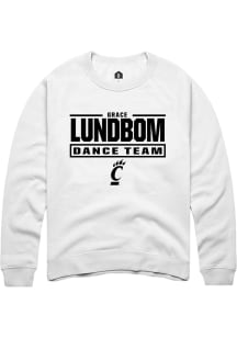 Grace Lundbom Cincinnati Bearcats Mens White NIL Stacked Box Player Crew