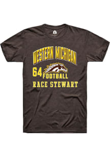 Race Stewart Western Michigan Broncos Brown Football NIL Arch Logo Short Sleeve Player T Shirt