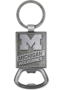 Michigan Wolverines Double Sided Pewter Bottle Opener Keychain - Grey