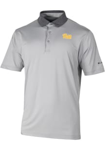 Columbia Pitt Panthers Mens Grey Heat Seal Settle In Short Sleeve Polo