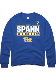 Deuce Spann Pitt Panthers Mens Blue Football NIL Stacked Box Player Crew