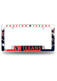 Houston Texans Primary All Over Chrome License Plate Frame - White