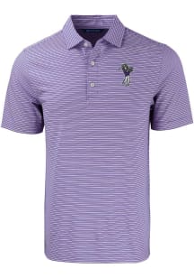 Cutter and Buck TCU Horned Frogs Mens Purple Double Stripe Short Sleeve Polo