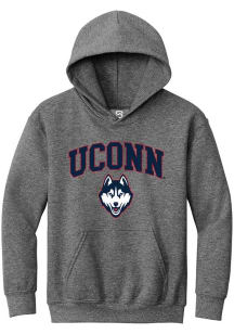 Summit Sportswear UConn Huskies Youth Graphite Arch Logo Long Sleeve Hoodie
