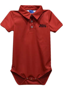 Vive La Fete Ball State Cardinals Baby Red Dave Short Sleeve One Piece Polo