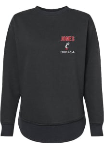 Elijah Jones  Rally Cincinnati Bearcats Womens Black NIL Embroidered Crew Sweatshirt