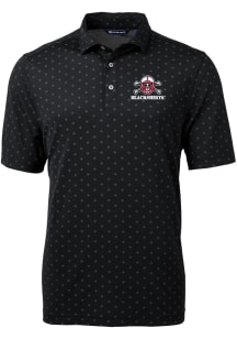 Cutter and Buck Nebraska Cornhuskers Mens Black Tile Print Blackshirts Short Sleeve Polo