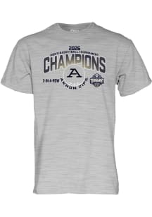 Blue 84 Akron Zips Grey 2026 MAC Mens Basketball Tournament Champions 3-In-A-Row Short Sleeve T Sh..