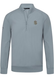 Levelwear Seattle Kraken Mens Grey Upright Copper Long Sleeve Qtr Zip Pullover