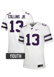 Rj Collins Jr. K-State Wildcats Youth White Nike NIL Name And Number Football Jersey