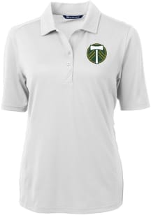 Cutter and Buck Portland Timbers Womens White Virtue Eco Pique Short Sleeve Polo Shirt