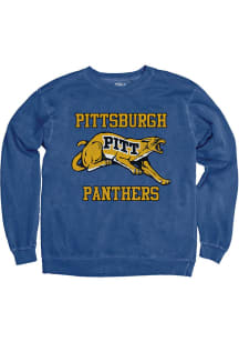 Blue 84 Pitt Panthers Mens Blue Garment Dyed Long Sleeve Fashion Sweatshirt