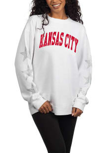 Kansas City Womens White Rhinestone Stars KC Crew Sweatshirt