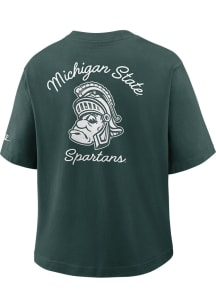 Nike Michigan State Spartans Womens Green Boxy Pocket Short Sleeve T-Shirt