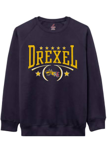Drexel Dragons Mens Navy Blue Athletic Dragon Stars Arch Mascot Long Sleeve Crew Sweatshirt