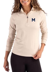 Cutter and Buck Michigan Wolverines Womens Oatmeal Vault Coastline Qtr Zip